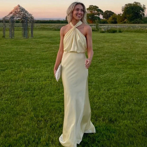 Abito Maxi Raso con Scollo all'Americana – Elegante